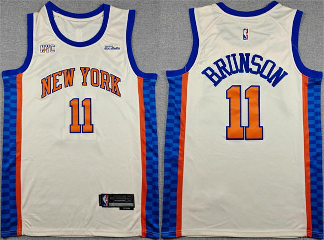 Men's New Yok Knicks #11 Jalen Brunson Cream 2025/26 City Edition Stitched Basketball Jersey